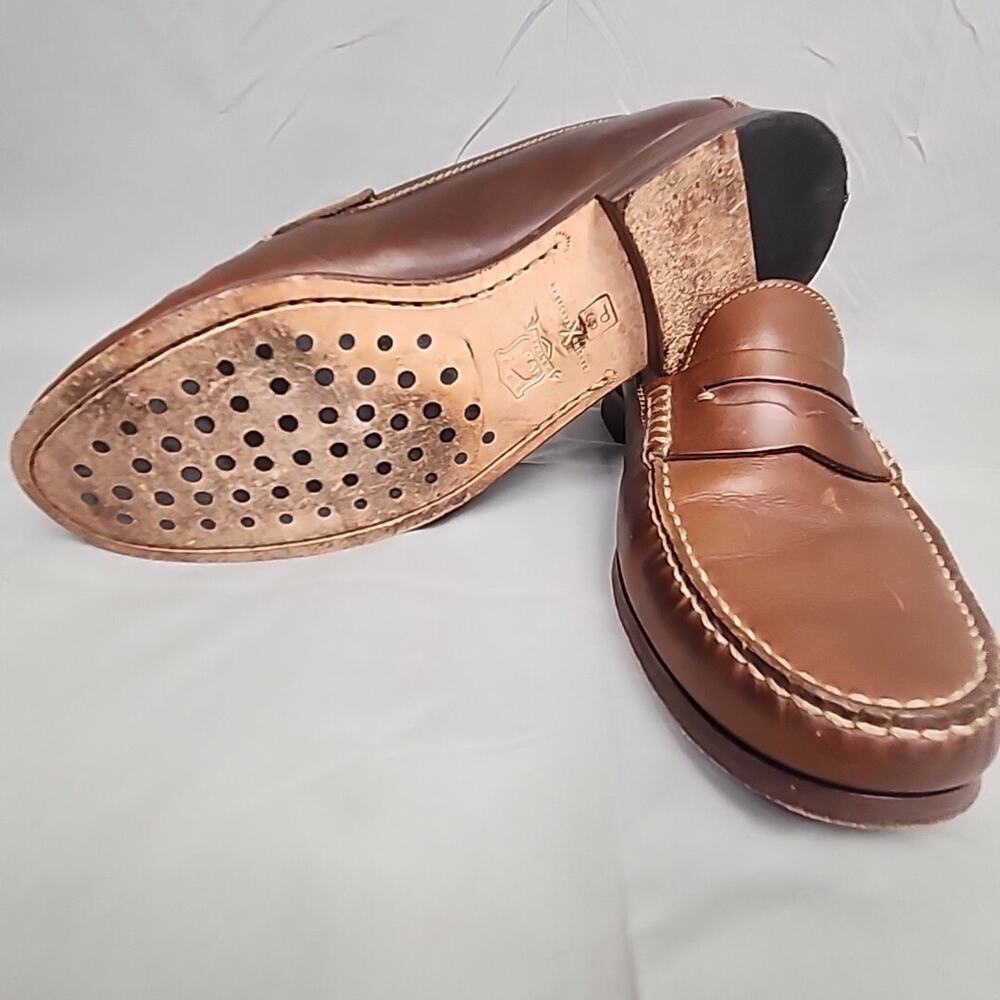 Trask 9M Sadler Penny Loafer Cognac Sheepskin Soft Leather Handsewn 30-0850 - Picture 3 of 5